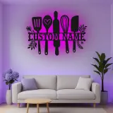 Cartel de metal LED personalizado de utensilios de cocina, regalo para chefs, decoración de cocina para entusiastas de la cocina