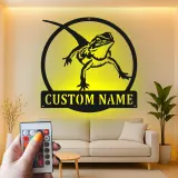Personalisierte Bartagame LED Metall-Schild | Personalisierte Reptil-Silhouette Dekor | Beleuchtete Echsen-Wandkunst Geschenk