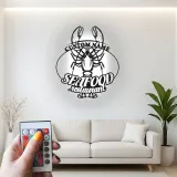 Cartel LED de langosta personalizado | Decoración mural de metal para restaurante de marisco | Decoración náutica personalizada para bar y regalo para cocina costera