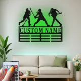 Cartel de metal personalizado de jugador de hockey sobre césped LED regalo personalizado para atleta decoración de sala de deportes