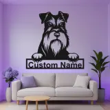 Insegna Personalizzata per Schnauzer | Arte in Metallo LED | Decorazione per Ritratto di Animali | Regalo per Amanti dei Cani