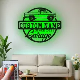 Personalisierte LED-Lichtsignatur für Lkw | Metall-Wandkunst für die Garage | Vintage Man Cave Dekor | Geschenk für Auto-Enthusiasten