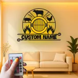 Insegna in metallo LED personalizzata per BBQ - Regalo per maestri della griglia e decorazione per patio