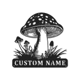 Personalisierte Pilz-Metallschild | LED Fungi Wandkunst | Vintage Wald Dekor für Naturliebhaber | Geschenk für Büro & Zuhause