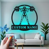 Insegna in metallo personalizzata per sollevatrice LED - Regalo fitness per lei - Decorazione palestra per appassionati di forza