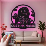 Personalisiertes LED-beleuchtetes Biber-Metallschild - Geschenk für Naturliebhaber, Hütten-Dekor