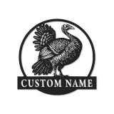 Décoration murale en métal LED personnalisée avec dinde - Cadeau pour chasseurs, décoration de ferme rustique