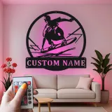Personalisierte Skateboarder LED Metalltafel | Individuelles Skater Namensschild | Wandkunst für Jugendzimmer & Spielzimmer