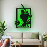 Custom Baseball Player Led Light Metal Wall Art Personalized Sports Gift for Athletes Game Room Decor 1