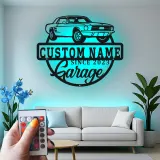 Cartel de metal LED de coche deportivo personalizado Regalo para el garaje para entusiastas de coches Decoración de man cave 9