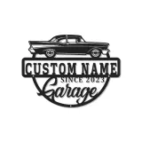 Décoration murale en métal personnalisée de voiture classique avec rétroéclairage LED - Cadeau de garage pour passionnés de voitures