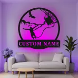 Custom Bungee Jumping Led Light Metal Wall Art Adventure Gift for Thrill Seekers Unique Man Cave Decor