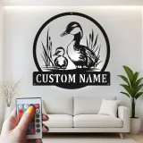 Custom Duck Family Led Light Metal Wall Art Personalized Nature Lover Gift Living Room or Nursery Decor
