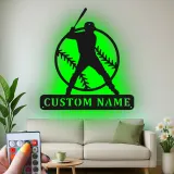 Décoration murale en métal personnalisée joueur de baseball avec rétroéclairage LED