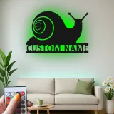 Cartel de metal personalizado de caracol | Decoración mural retroiluminada con LED | Regalo personalizado para jardinero | Decoración para patio y jardín