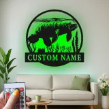 Arte mural de metal de manatí con LED | Cartel de nombre de vaca marina personalizado | Decoración náutica para casa de playa | Regalo de manatí de Florida