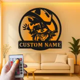 Décoration murale en métal personnalisée Raton laveur cowboy avec rétroéclairage