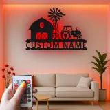 Cartel de Metal de Tractor Personalizado | Arte de Pared LED de Granja | Decoración Rústica de Establo para Hogares de Campo | Regalo para Granjeros