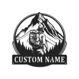 Custom Hiker Metal Wall Art | Personalized LED Light Sign for Mountain Decor | Outdoor Adventure Gift for Nature Lovers