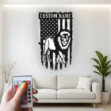 Custom Lion American Flag Metal Sign | LED Patriotic Wall Art for Office & Home | Personalized Wildlife Decor Gift for Him