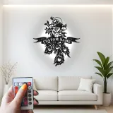 Arte murale in metallo con pavone personalizzata | Insegna LED con nome su misura | Silhouette floreale di uccello per salone e home office boho chic