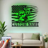 Insegna in metallo personalizzata con luce LED per catcher di baseball - Regalo personalizzato per appassionati di baseball e decorazione per stanze sportive 1