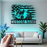 Insegna in metallo personalizzata per campeggio familiare - Luce LED - Regalo avventura all'aperto, decorazione rustica per cabin