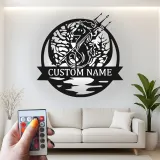 Panneau LED Personnalisé Hippocampe avec Trident | Art Murale en Métal pour Maison de Plage | Décor Nautique Personnalisé