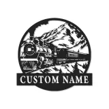 Décoration murale en métal personnalisée de train à vapeur avec rétroéclairage LED - Cadeau pour passionnés de trains, décoration pour salon ou bureau