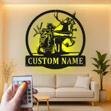 Décoration murale en métal personnalisée pour chasseur à l'arc avec rétroéclairage LED - Cadeau pour les passionnés de tir à l'arc