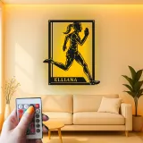 Custom Female Runner Led Light Metal Wall Art Personalized Athlete Gift Sports Room Decor for Running Enthusiasts