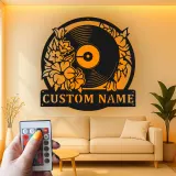 Insegna in metallo LED a forma di disco in vinile personalizzata, regalo per amanti della musica, decorazione per studio 2
