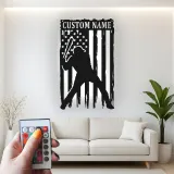 Décoration murale en métal personnalisée joueur de baseball avec rétroéclairage LED