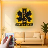 Personalisierte Apotheker-LED-Schild | Individuelle Metall-RX-Wandkunst | Apotheken-Dekor & Geschenk für medizinische Fachkräfte
