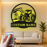 Custom Tractor Name Sign | LED Metal Wall Art | Personalized Farmer Gift | Garage & Man Cave Decor