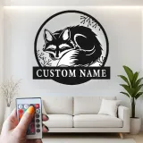 Insegna in metallo LED personalizzata con volpe | Decorazione boschiva su misura per cameretta e baita | Regalo per amanti degli animali