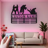 Cartel de metal personalizado de BJJ | Colgador de medallas de artes marciales con LED | Decoración personalizada para gimnasio de jiu-jitsu | Regalo para grappling