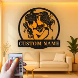 Silueta personalizada de madre e hijo | Decoración mural de metal LED | Decoración personalizada para habitación infantil y regalo para nueva mamá