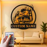 Cartel de metal personalizado de ciervo y pez con luz LED, regalo personalizado para entusiastas del aire libre, decoración para cabañas o lodges