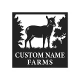 Insegna in metallo personalizzata con luce LED per fattoria di cervi - Regalo personalizzato per proprietari di fattorie, decorazione rustica per esterni