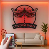 Insegna in metallo LED a forma di libellula personalizzata, regalo per amanti della natura, decorazione per camera da letto o giardino 3