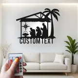 Panneau LED personnalisé de crèche | Art mural en métal pour Noël | Décor religieux de fête | Idée cadeau pour famille chrétienne