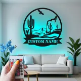 Custom Desert Landscape Led Light Metal Wall Art Personalized Southwest Decor Gift Living Room Western Style
