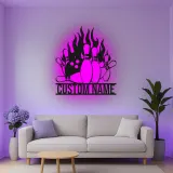 Cartel de metal LED personalizado de pines de bolos para entusiastas del boliche, regalo para decoración de sala de juegos 1