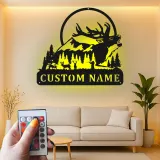 Décoration murale en métal personnalisée pour la chasse au cerf avec rétroéclairage LED, cadeau personnalisé pour les chasseurs, décoration de cabane rustique 3