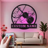 Insegna in metallo LED a forma di violino personalizzata, regalo per musicisti, decorazione per stanza musicale per amanti del violino