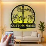 Cartel de metal personalizado de clarinete | Señal LED personalizada para estudio de música | Decoración de instrumentos cortada con láser | Regalo único para músico