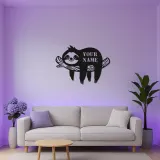 Cartel LED de nombre de perezoso personalizado | Arte mural de metal cortado con láser | Decoración personalizada para guarderías | Cartel iluminado de animal lindo para habitación infantil