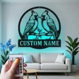 Personalisierte LED-Metall-Wandkunst mit Kardinalpaar – Geschenk für Vogelliebhaber, Naturdeko fürs Wohnzimmer