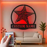 Personalized Starfish Metal Sign | LED Coastal Wall Art | Nautical Beach House Decor for Home or Business